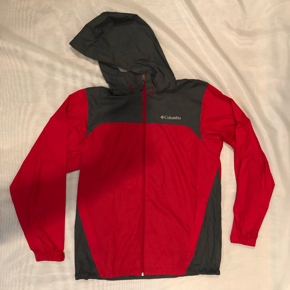 Men's Red/Graphite Small Columbia Zip Rain Jacket